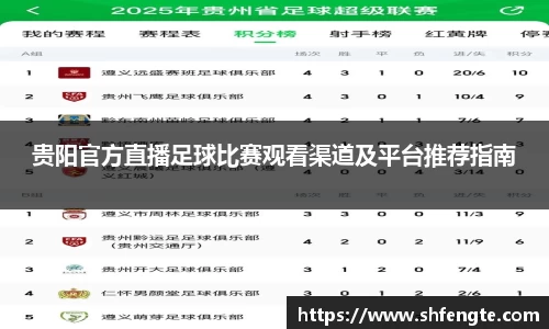 贵阳官方直播足球比赛观看渠道及平台推荐指南